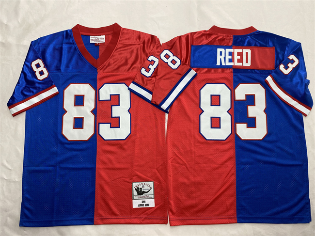 Men's Buffalo Bills Custom Blue/Red Splite Throwback Stitched Jersey